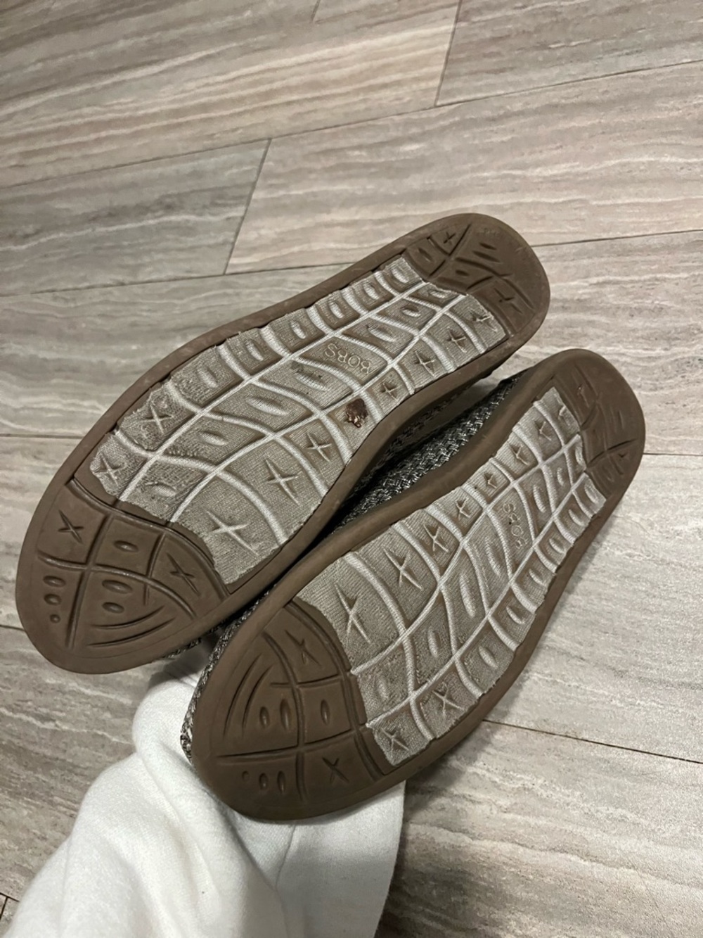 BOBS Skechers Womens Size 8 Woven Silver Gray  Slip On Shoes Flats - Picture 4 of 9